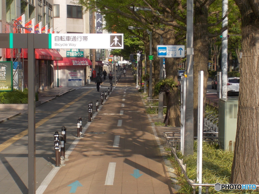 自転車道と歩道・・・