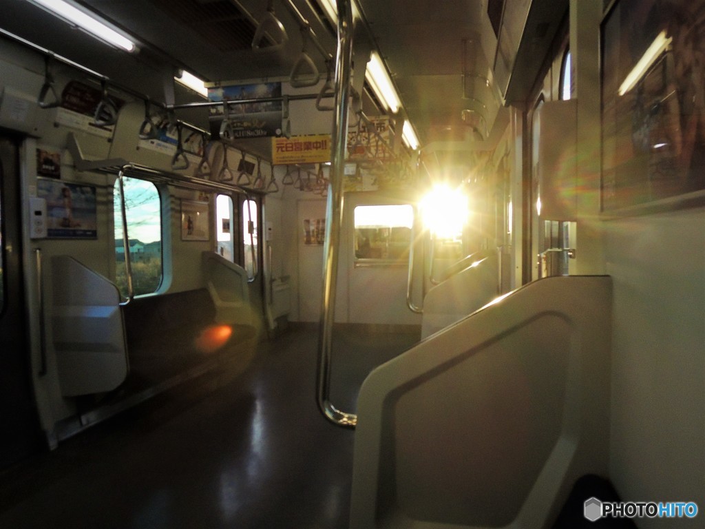 The sunrise in the train