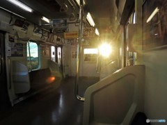 The sunrise in the train