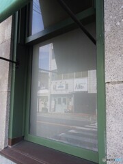 in the window of the bank