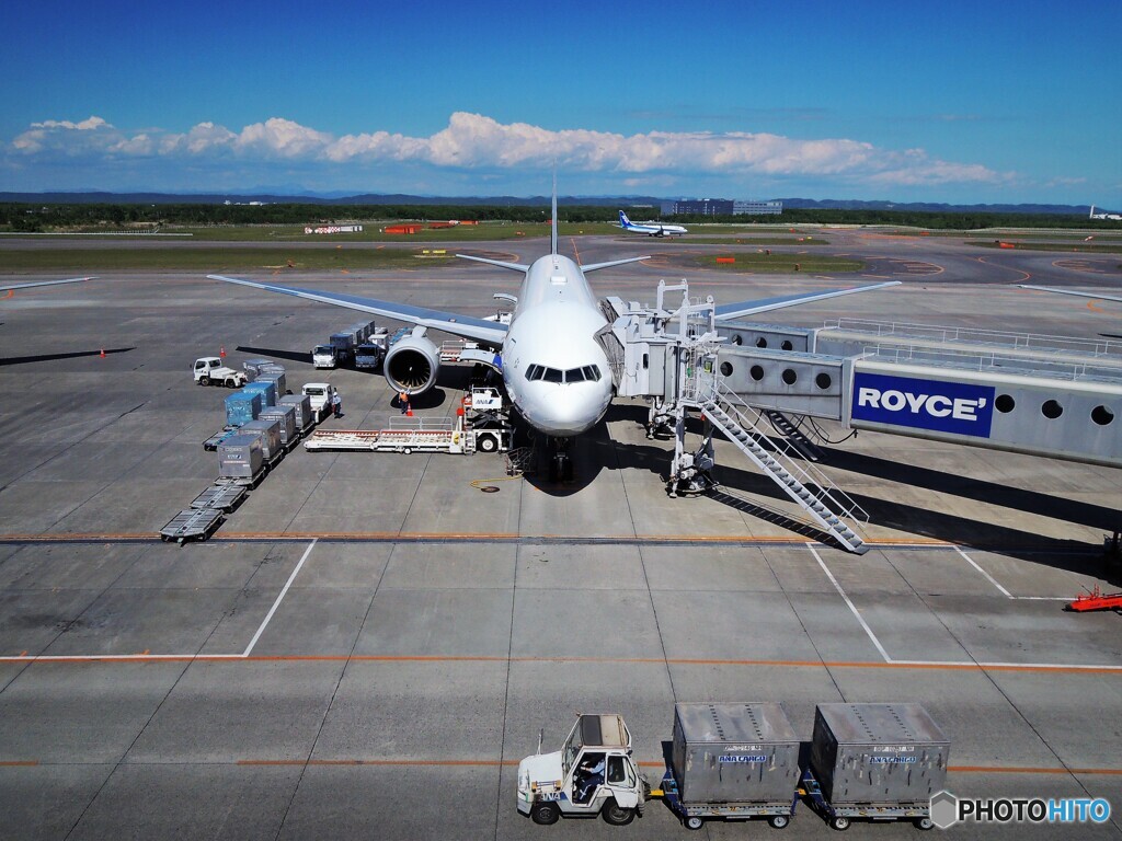 青空の下の北空港