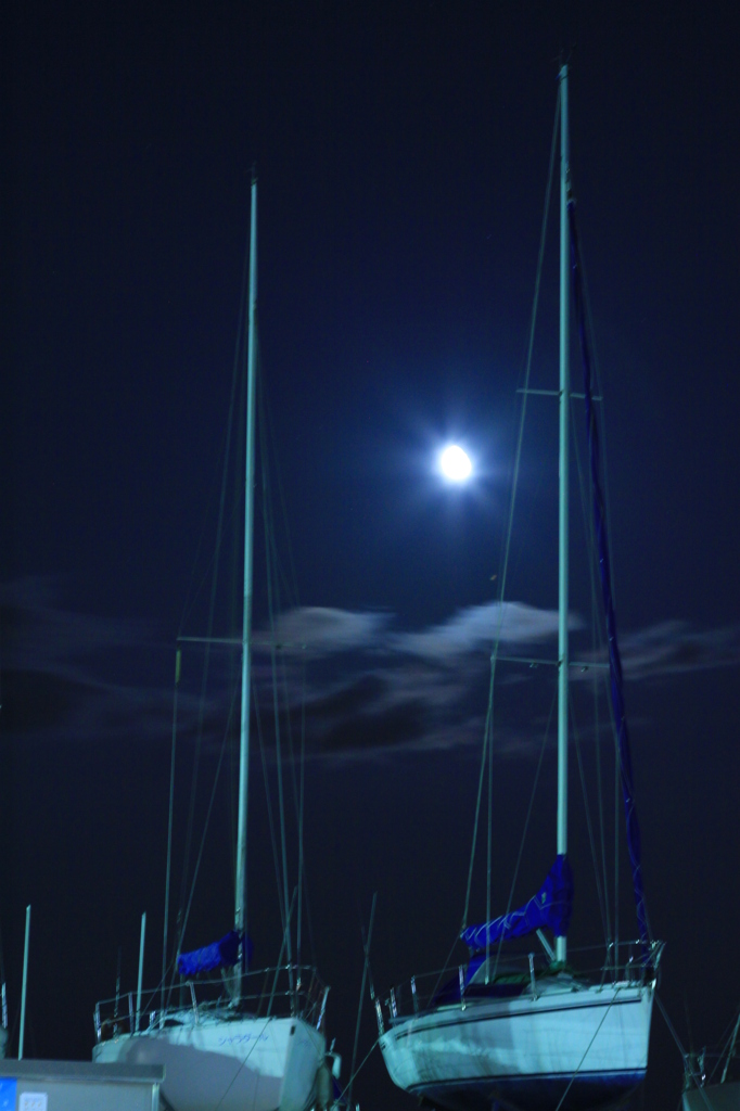 夜の月って