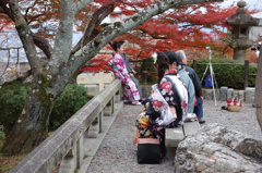 紅葉と和装