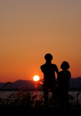 夕陽と二人…