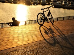 堺旧港の夕刻・一人ギター