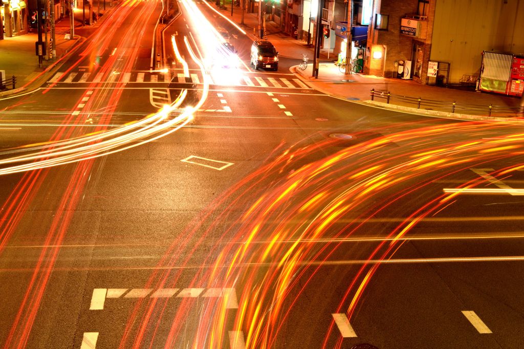 歩道橋にて
