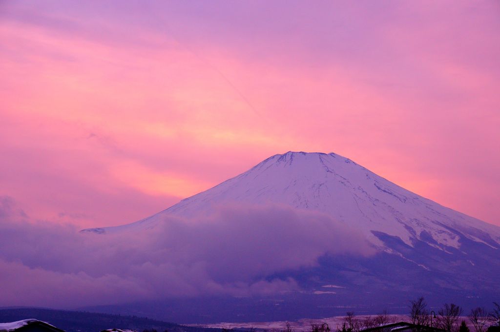 夕闇迫る富士