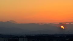 富士と夕日