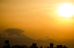 富士と夕日