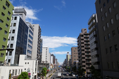 歩道橋から。