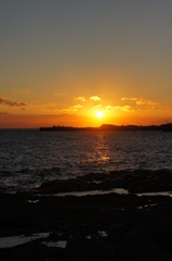 夕日の海岸