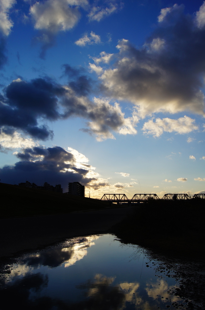 寒空の河川敷
