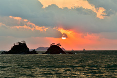 加茂島に沈む夕日