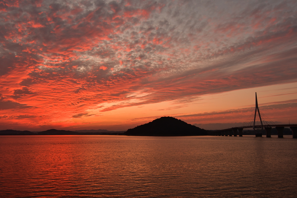 周防大橋の夕焼け