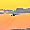 夕焼け空のロシア空軍機