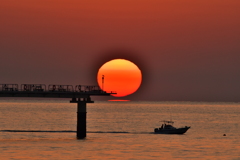 真っ赤な夕日