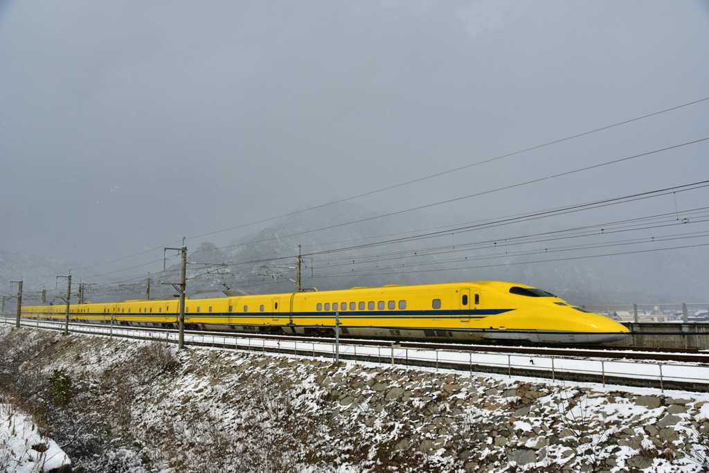 雪の中のドクターイエロー