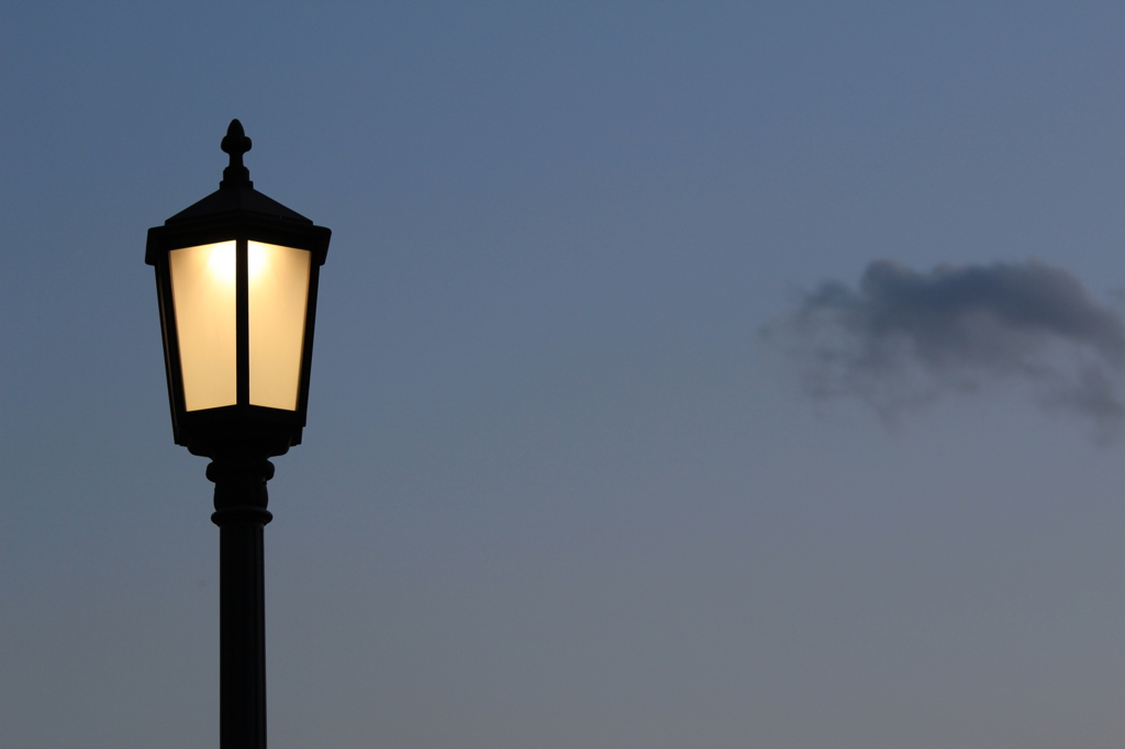 街灯が照らす空