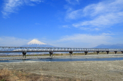 富士川＆富士山・・・新幹線を入れて