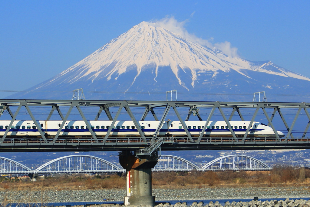 富士川＆富士山・・・新幹線を入れて