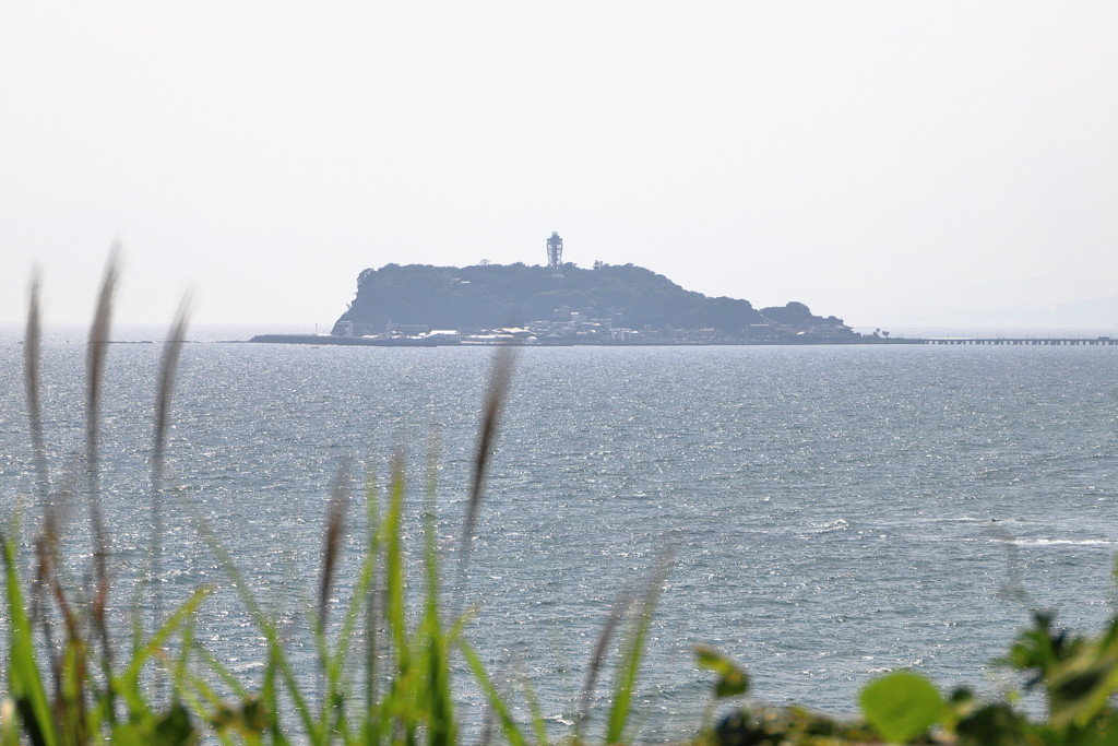稲村ケ崎から江の島を見る