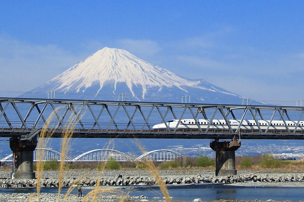 富士川＆富士山・・・新幹線を入れて