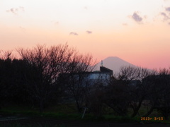 夕焼けと富士山