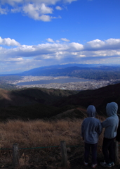 富士山雲かぶってるね～