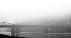 朝霧のツインブリッジ