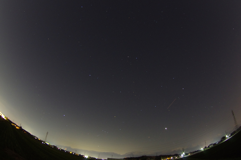 冬の大六角形と金星