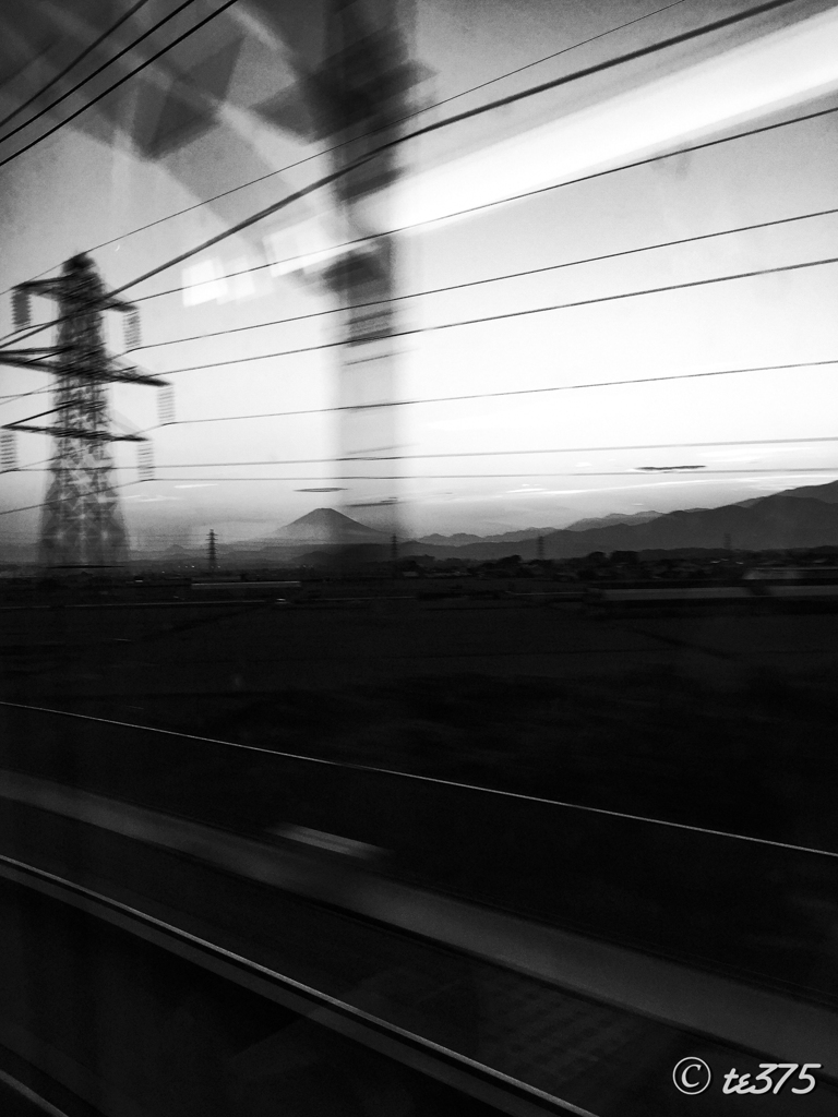the scenery seen from a train window.