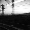 the scenery seen from a train window.