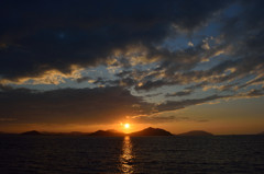 今日の夕日です