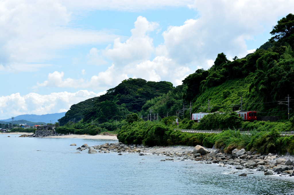 海辺を走る