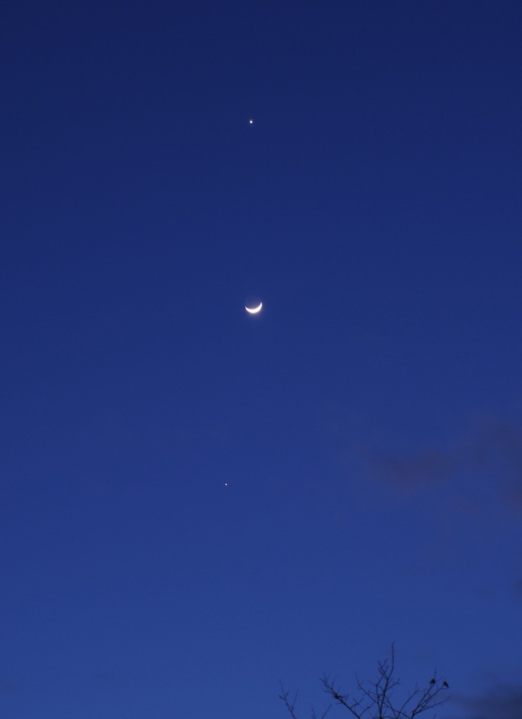 金星、三日月、木星