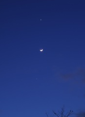 金星、三日月、木星