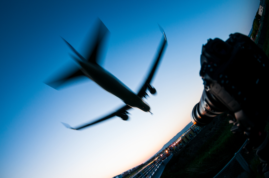 愛機と夕焼けと777