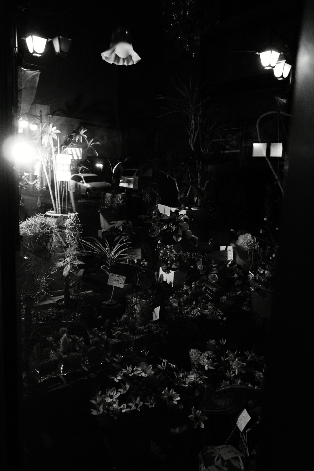 閉店後の生花店