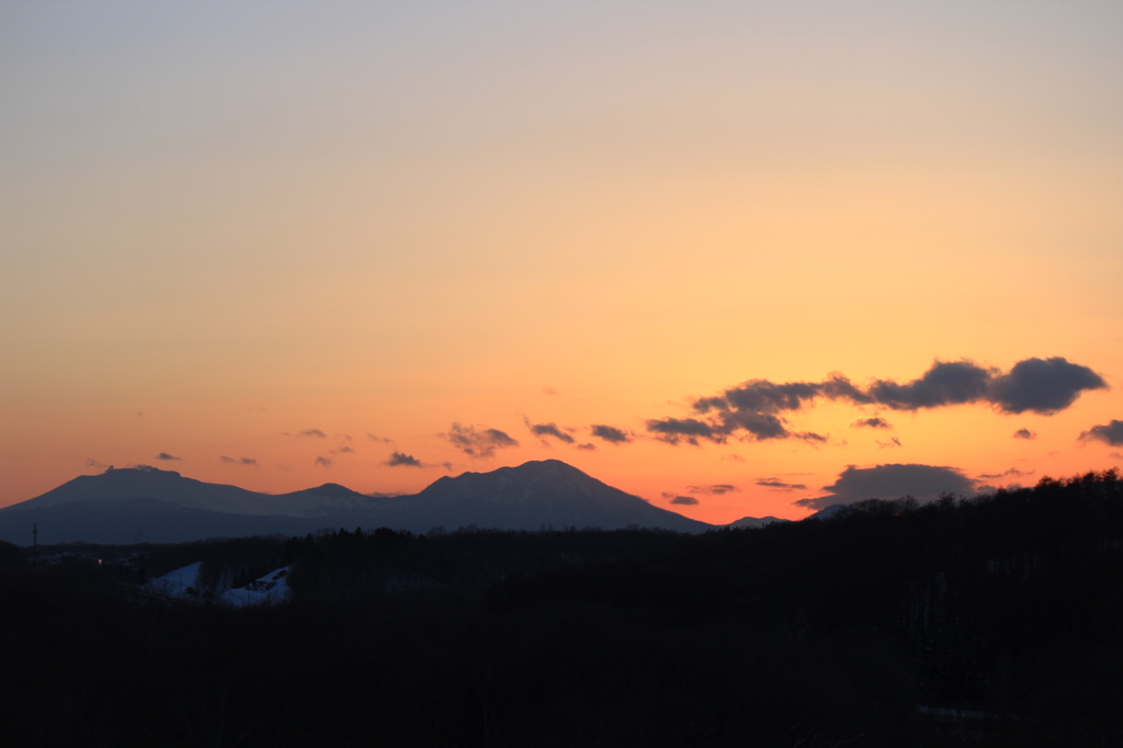 冬山の夕景