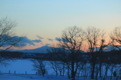 冬山の夕景