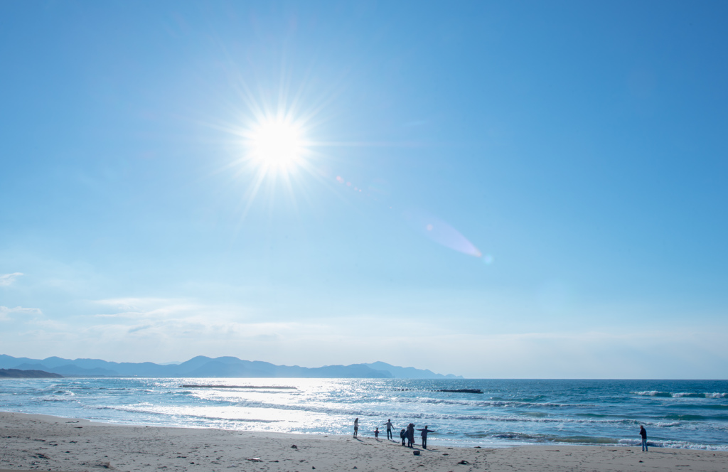 わーい　海だー