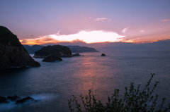 但馬海岸と夕焼け