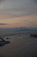 ポートタワーセリオンより日本海の夕日