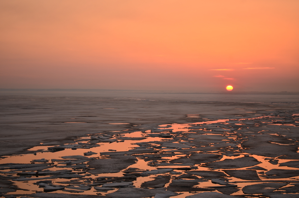 ボルガ河と夕日