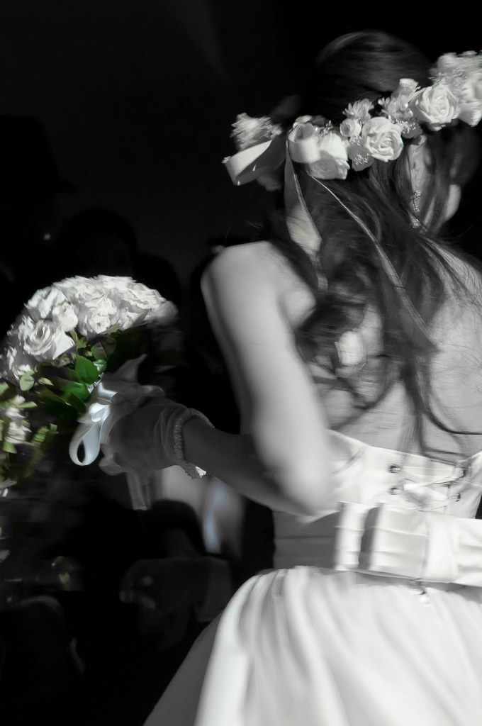 a bride with her bouquet