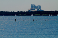 The bridge and dinghy.