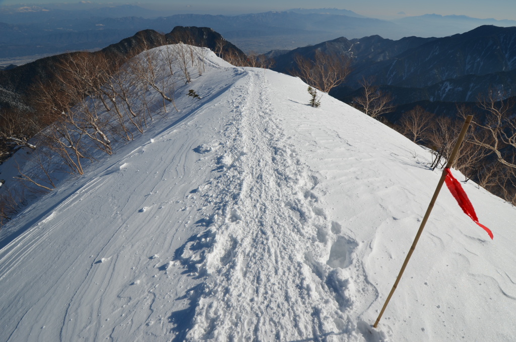 尾根道、雪道