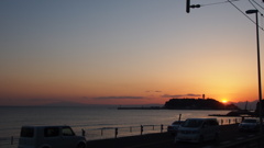 江ノ島に沈む夕陽