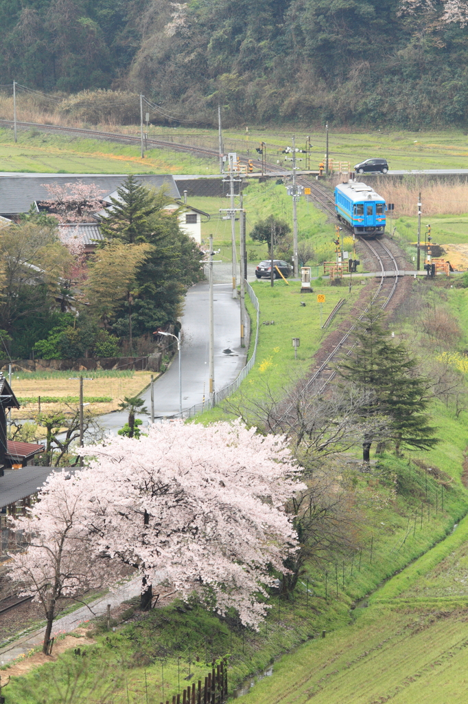 駅を離れる普通列車