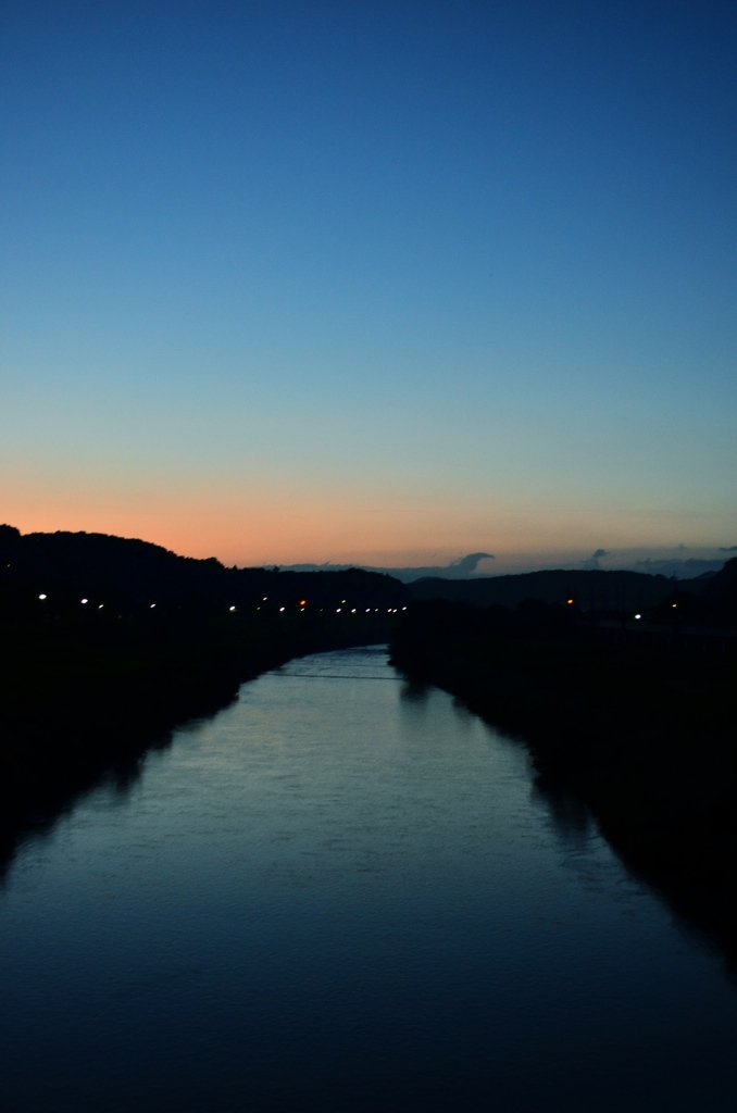 武庫川の夕日